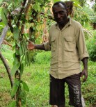 Junias displaying some locally grown vanilla 